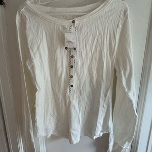 Free Peopme White Long Sleeve Top